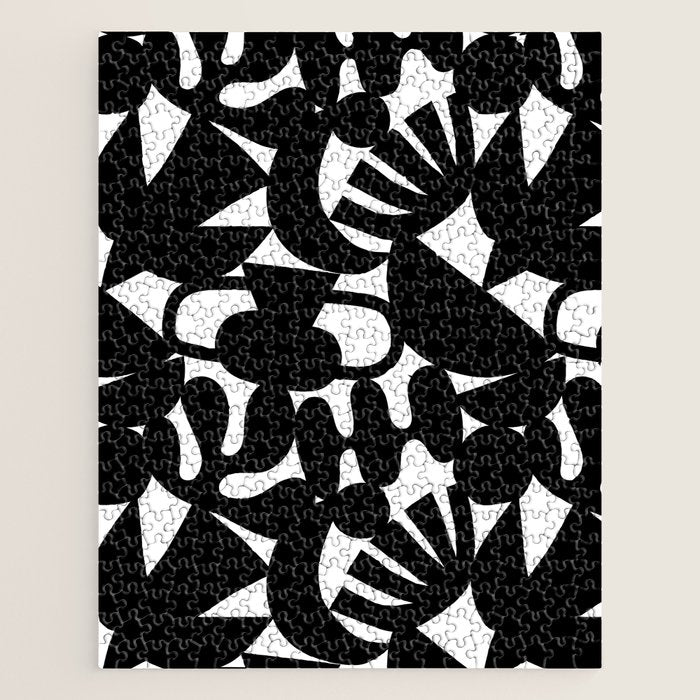 Black and white organic nature shape art pattern Jigsaw Puzzle Gallery Image 1