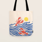 Lobsters Frolicking in the Ocean Waves Tote Bag Gallery Image 1