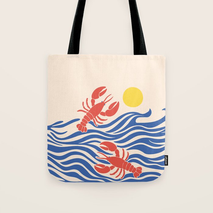 Lobsters Frolicking in the Ocean Waves Tote Bag Gallery Image 1