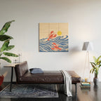 Lobsters Frolicking in the Ocean Waves Wood Wall Art Gallery Image 2