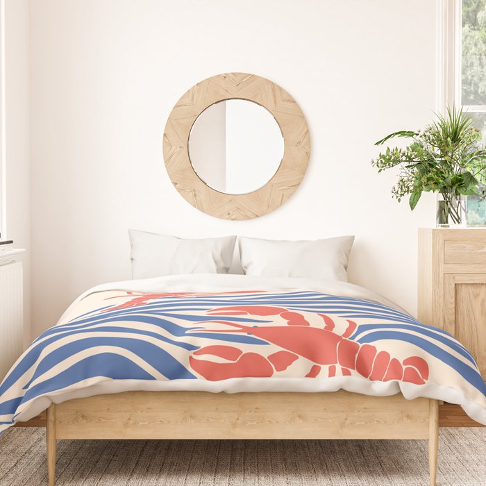 Lobsters Frolicking in the Ocean Waves Duvet Cover Gallery Image 3