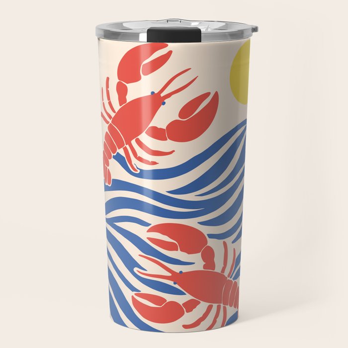 Lobsters Frolicking in the Ocean Waves Travel Mug Gallery Image 1