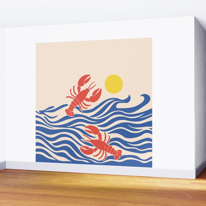 Lobsters Frolicking in the Ocean Waves Wall Mural Gallery Image 2