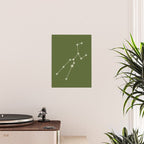 Taurus Zodiac Star Constellation Line Art Olive Green Poster Gallery Image 2