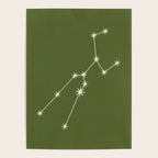 Taurus Zodiac Star Constellation Line Art Olive Green Poster Gallery Image 4