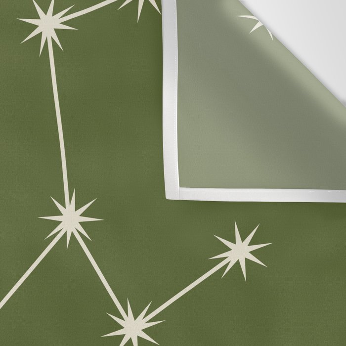 Taurus Zodiac Star Constellation Line Art Olive Green Wall Tapestry Gallery Image 3