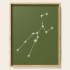 Taurus Zodiac Star Constellation Line Art Olive Green Serving Tray Gallery Image 1