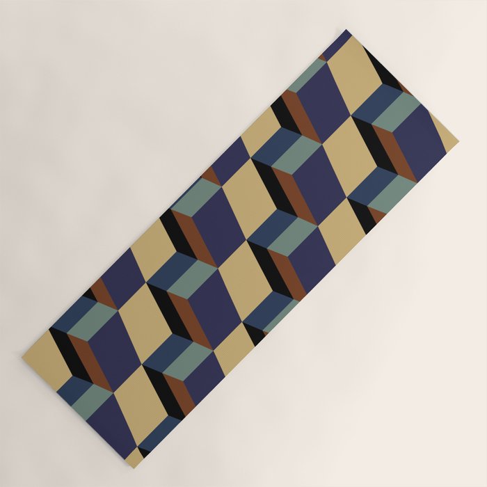 Cuboid Geometric Abstract Shapes Pattern XVII Yoga Mat Gallery Image 1
