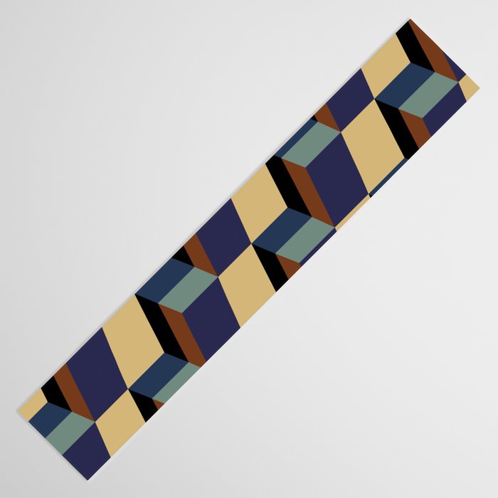 Cuboid Geometric Abstract Shapes Pattern XVII Table Runner Gallery Image 3