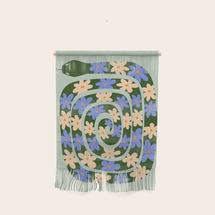 Flower Snake - Green, Blue and Off White Wall Hanging Gallery Image 1