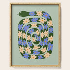 Flower Snake - Green, Blue and Off White Serving Tray Gallery Image 1