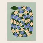 Flower Snake - Green, Blue and Off White Poster Gallery Image 4