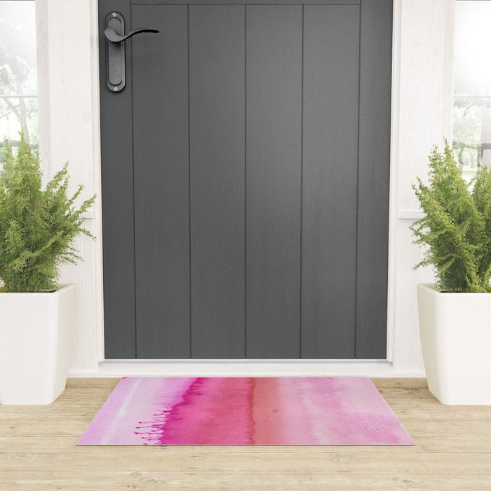 Modern abstract blush pink watercolor paint pattern Welcome Mat Gallery Image 3