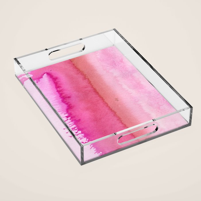 Modern abstract blush pink watercolor paint pattern Acrylic Tray Gallery Image 1