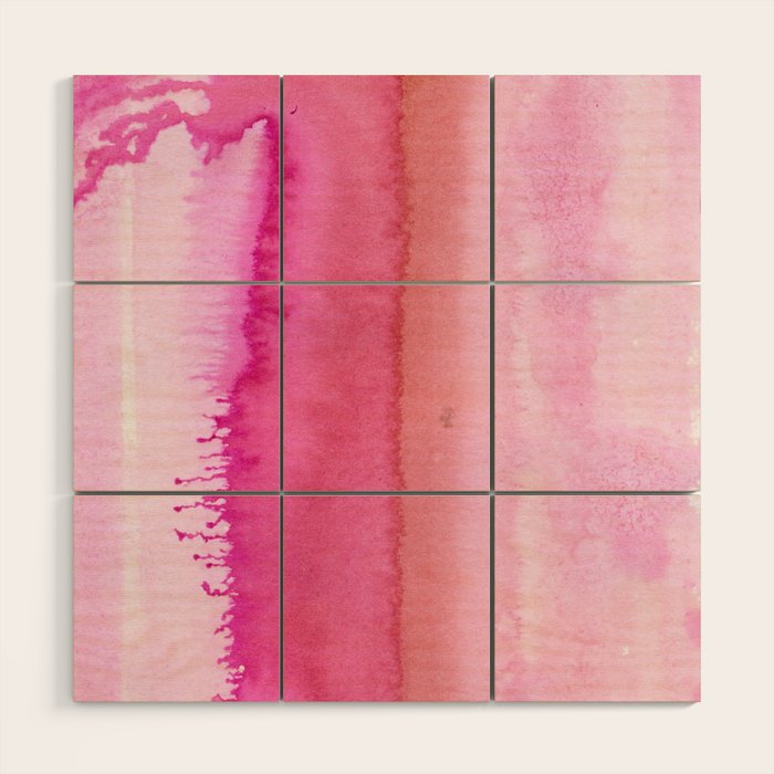Modern abstract blush pink watercolor paint pattern Wood Wall Art Gallery Image 1