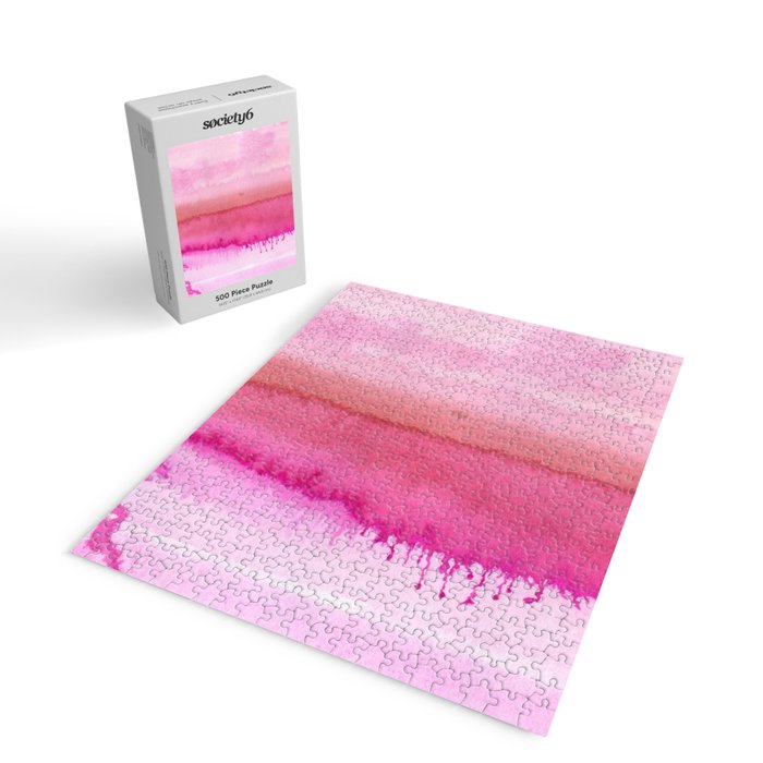 Modern abstract blush pink watercolor paint pattern Jigsaw Puzzle Gallery Image 2