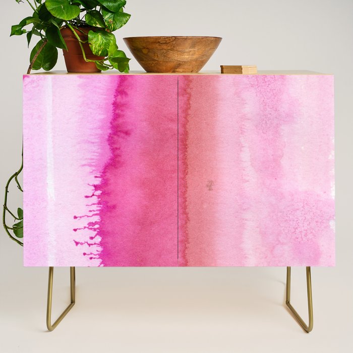 Modern abstract blush pink watercolor paint pattern Credenza Gallery Image 1