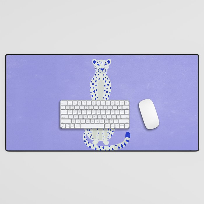 Periwinkle Cheetah Desk Mat Gallery Image 1