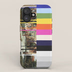 Garage Sale Painting of Peasants with Color Bars iPhone Case Gallery Image 1