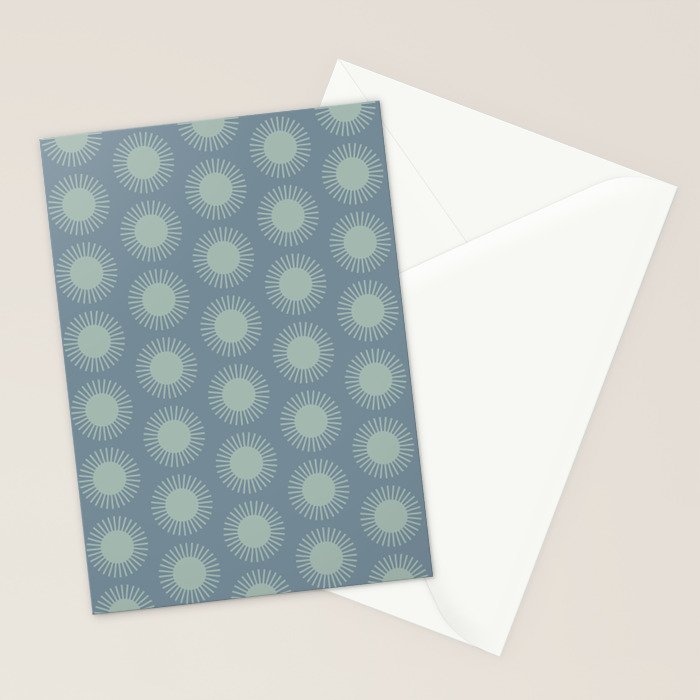 Boho Summer Sun Pattern V Neutral Blue Sage Green Stationery Card Gallery Image 2