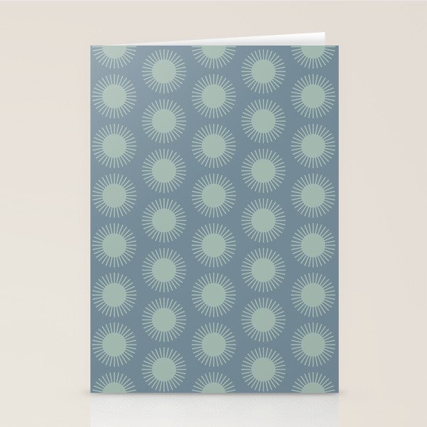 Boho Summer Sun Pattern V Neutral Blue Sage Green Stationery Card Gallery Image 2