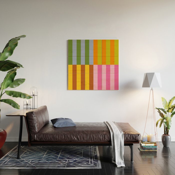Split Stripes Color Symphony Wood Wall Art Gallery Image 2