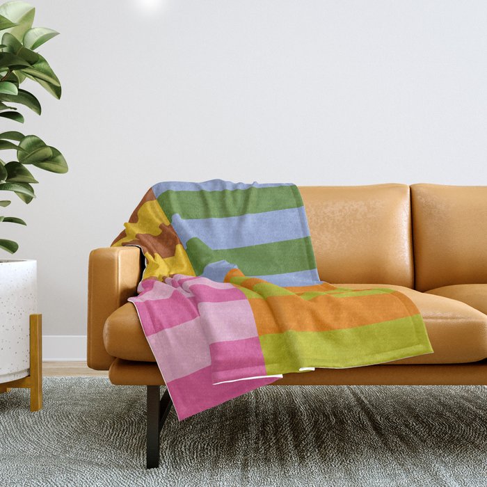 Split Stripes Color Symphony Throw Blanket Gallery Image 1