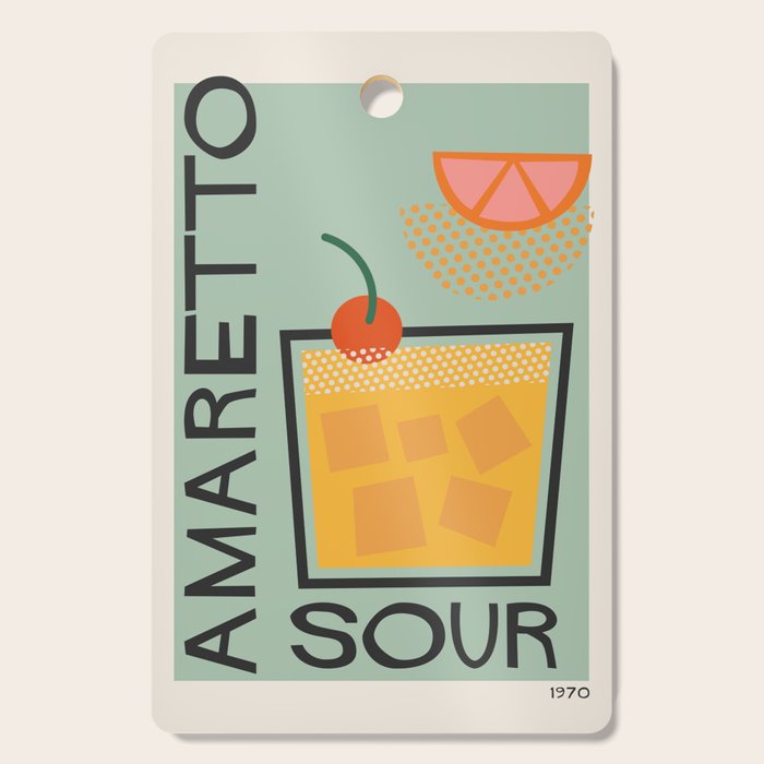 Colorful Mid Century Modern Cocktail Bar Print Amaretto Sour Cutting Board Gallery Image 1