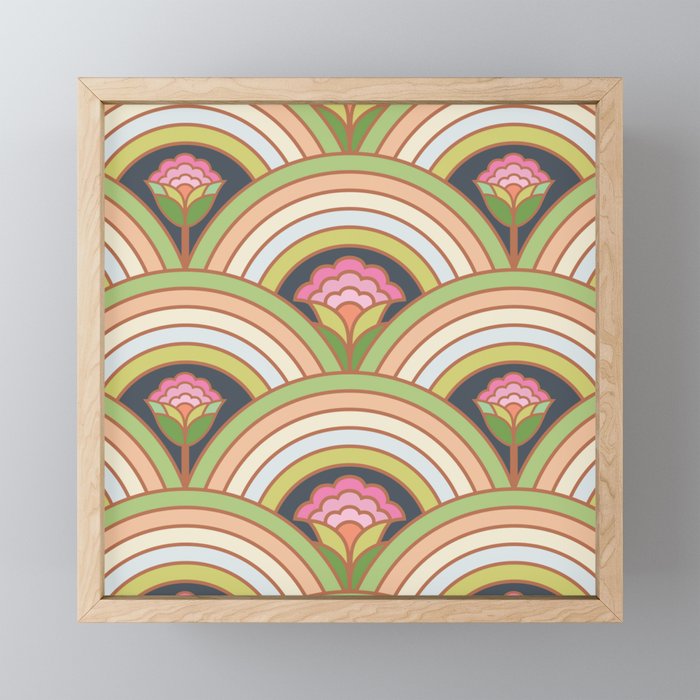 Retro Rainbow Flowers Mini Art Print Gallery Image 1