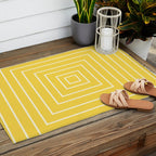 Layers yellow Outdoor Rug Gallery Image 2