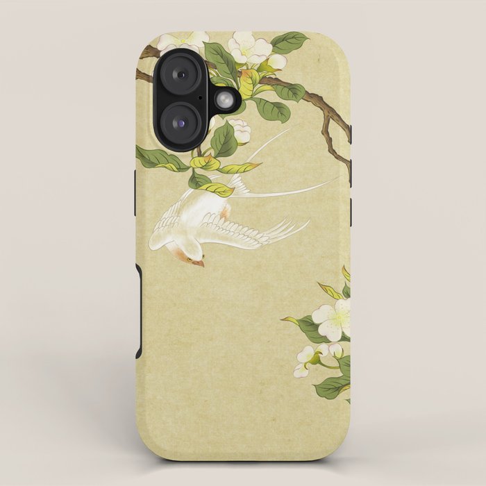 Pear blossoms and white swallow Type A: Minhwa-Korean traditional/folk art iPhone Case Gallery Image 1
