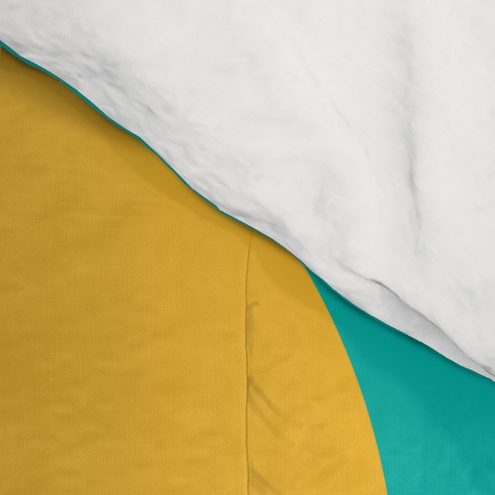 Geometric Lines in Blue Teal Yellow (Sun and Rainbow abstraction) Comforter Gallery Image 4