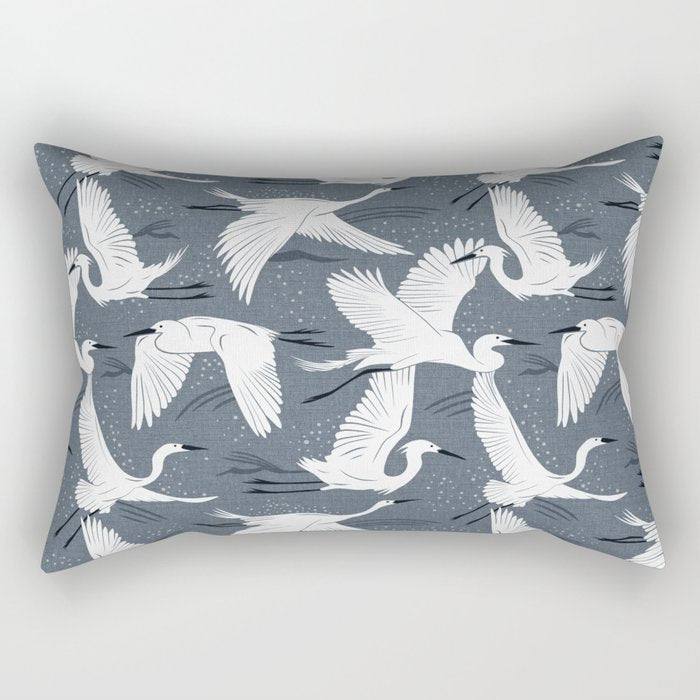Soaring Wings - Steel Blue Grey Rectangular Pillow Gallery Image 2