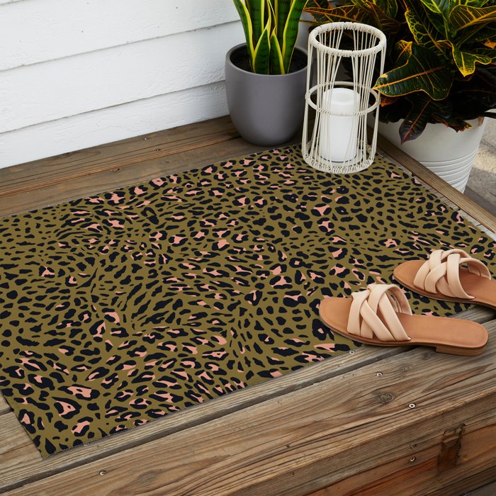 Leopard Spots Olive Outdoor Rug Gallery Image 2