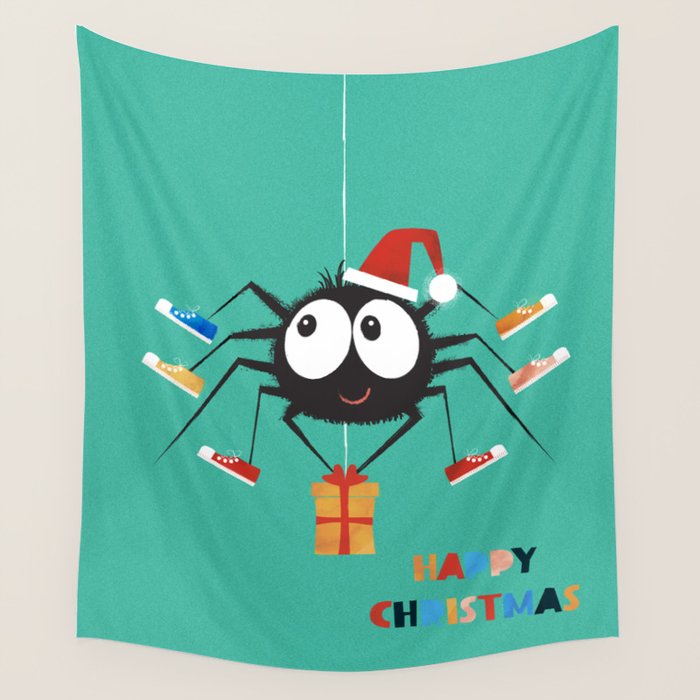 Happy Christmas Santa Spider Wall Tapestry Gallery Image 4