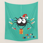 Happy Christmas Santa Spider Wall Tapestry Gallery Image 4