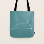 Leo Zodiac Star Constellation Line Art Teal Tote Bag Gallery Image 1