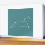 Leo Zodiac Star Constellation Line Art Teal Wall Mural Gallery Image 2