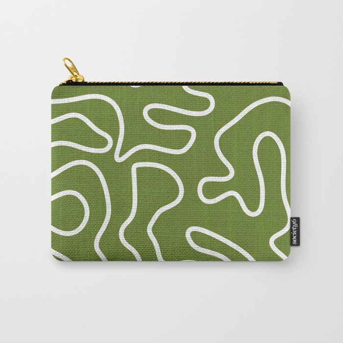 Squiggle Maze Minimalist Abstract Pattern Olive Moss Green Carry All Pouch Gallery Image 1