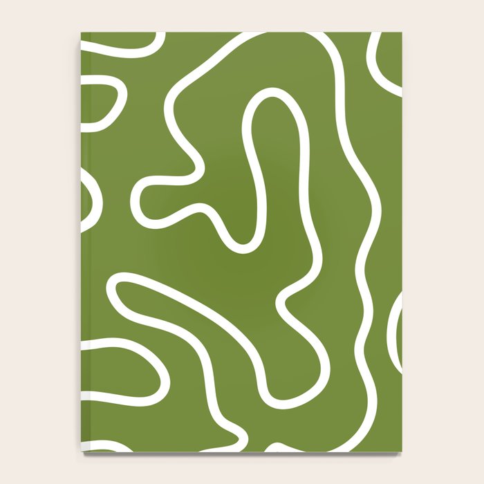 Squiggle Maze Minimalist Abstract Pattern Olive Moss Green Notebook Gallery Image 4
