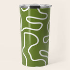 Squiggle Maze Minimalist Abstract Pattern Olive Moss Green Travel Mug Gallery Image 1