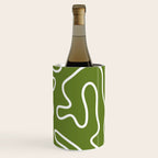 Squiggle Maze Minimalist Abstract Pattern Olive Moss Green Wine Chiller Gallery Image 3