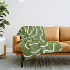 Squiggle Maze Minimalist Abstract Pattern Olive Moss Green Throw Blanket Gallery Image 1
