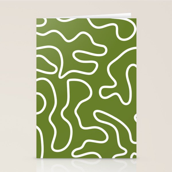Squiggle Maze Minimalist Abstract Pattern Olive Moss Green Stationery Card Gallery Image 2