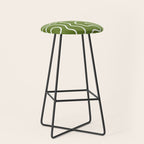 Squiggle Maze Minimalist Abstract Pattern Olive Moss Green Stool Gallery Image 1