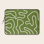 Squiggle Maze Minimalist Abstract Pattern Olive Moss Green Laptop Sleeve Gallery Image 1