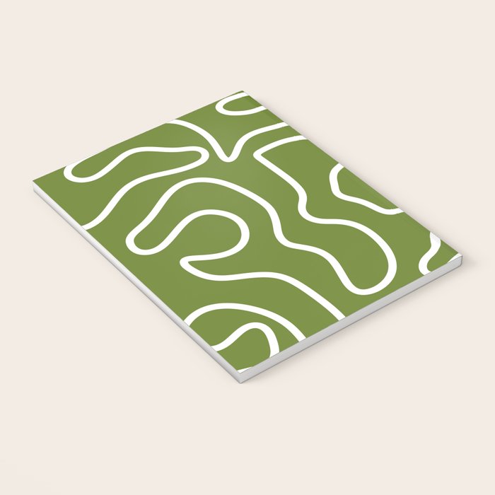 Squiggle Maze Minimalist Abstract Pattern Olive Moss Green Notebook Gallery Image 3