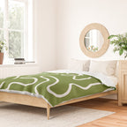 Squiggle Maze Minimalist Abstract Pattern Olive Moss Green Duvet Cover Gallery Image 2