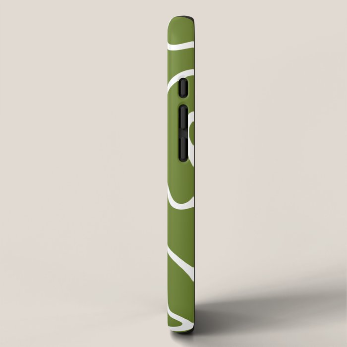 Squiggle Maze Minimalist Abstract Pattern Olive Moss Green iPhone Case Gallery Image 2