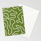 Squiggle Maze Minimalist Abstract Pattern Olive Moss Green Stationery Card Gallery Image 2